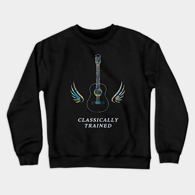 Classically Trained Classical Acoustic Guitar Outline Wings Crewneck Sweatshirt by nightsworthy